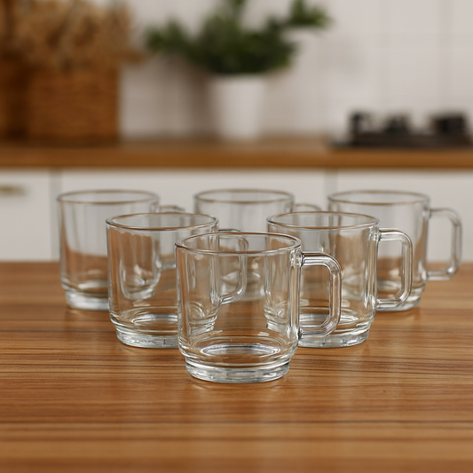 Smoke Glass Cup Set – 205 ml (6 pcs) - Habitt