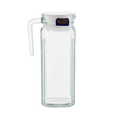 Clear Glass Jug 1150 ml with Handle & White Lid – Slim Premium Water & Juice Pitcher - Habitt