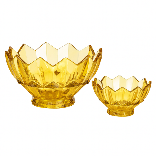 Amber-Tinted Crystal-Cut 7-Piece Fruit Bowl Set – 200/105 mm Bowls - Habitt