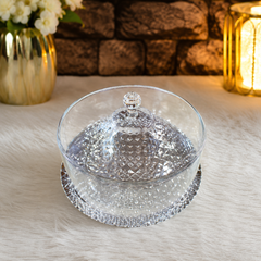 Assorted Luxury Glass Cake Stand with Dome Cover 13'' | Premium Cake Plate for Desserts & Pastries