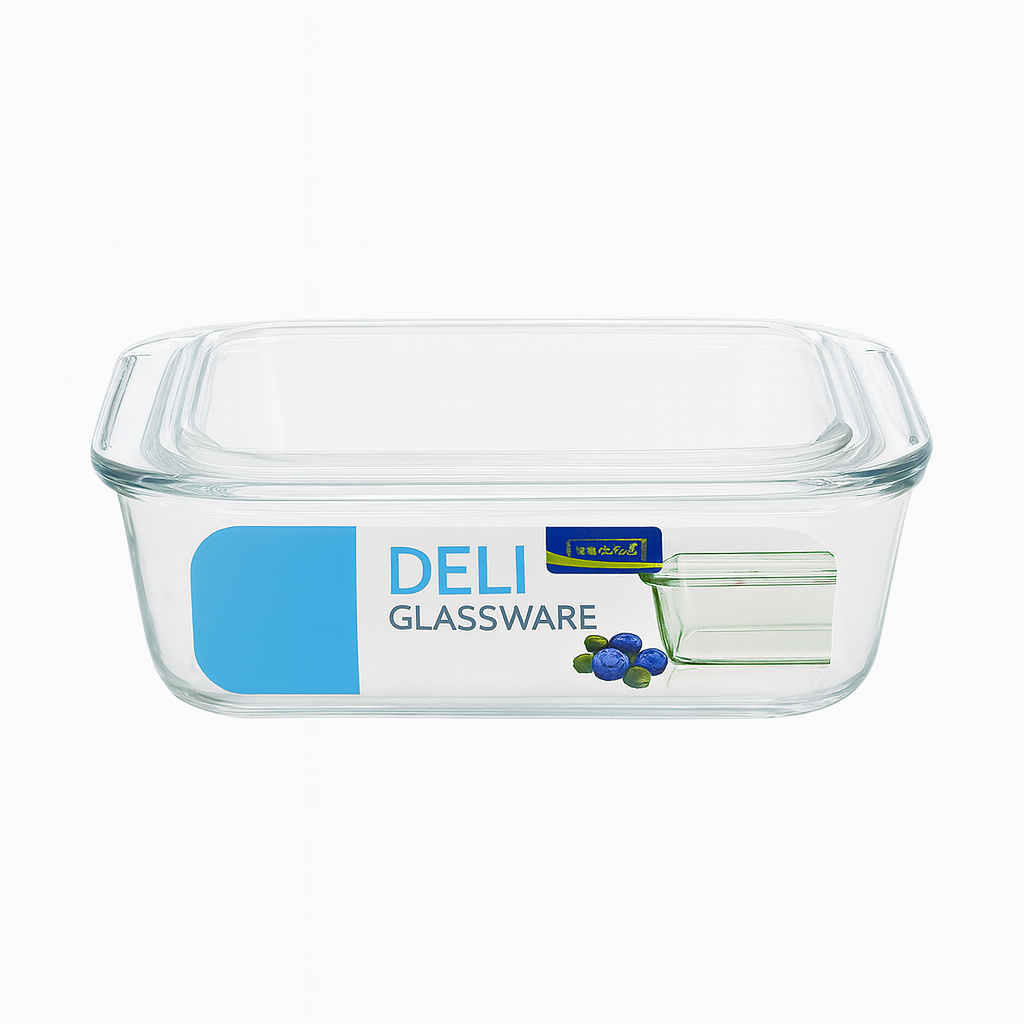 Glass Square Dish Set (3 Pcs) – Premium Clear Glass Storage & Serving Containers with Lids - Habitt