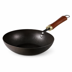 Steel Wok Pan with Wooden Handle  20 cm | 24 cm | 28 cm - Habitt