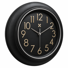 Heritage Prague 2 Wall Clock 18 x 18 Inch – Black Dial with Silver Accents & Contemporary Classic Design (Plastic)