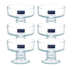 Clear Pressed-Glass Ice Cream Cups – 6-Piece Set, 200 ml Footed Dessert Bowls - Habitt