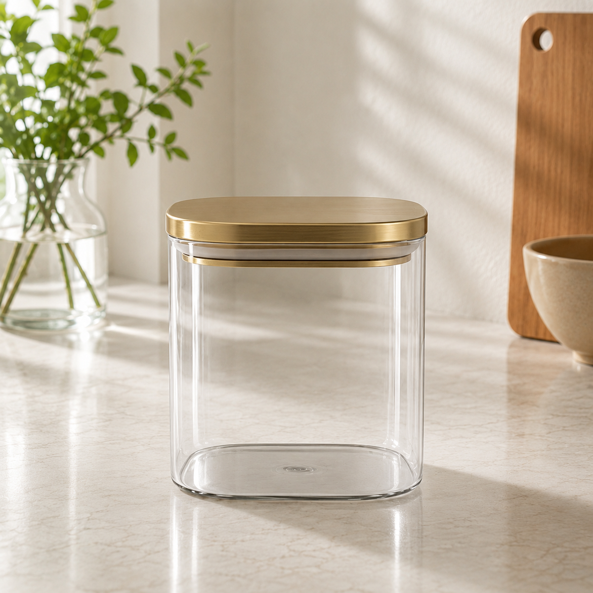 Transparent Storage Jar with Steel Cap | Kitchen Storage Container