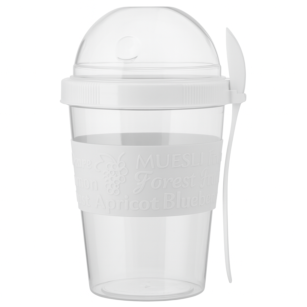 Portable Cereal & Yogurt Tumbler – Travel-Friendly Breakfast Cup with Dome Lid & Spoon (Green, Red, Yellow, White) - Habitt
