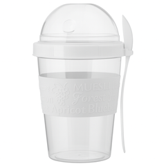 Portable Cereal & Yogurt Tumbler – Travel-Friendly Breakfast Cup with Dome Lid & Spoon (Green, Red, Yellow, White) - Habitt