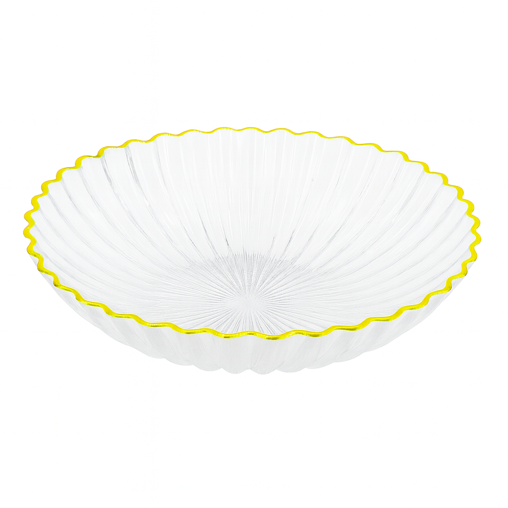 Acrylic Fruit Bowl with Golden Edge – Elegant Serving Bowl (Small, Large) - Habitt