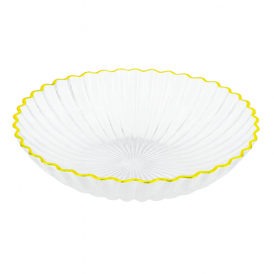 Acrylic Fruit Bowl with Golden Edge – Elegant Serving Bowl (Small, Large) - Habitt