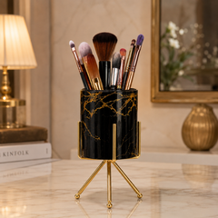 Black Marble Multi-Purpose Holder with Gold Stand | Modern Organizer