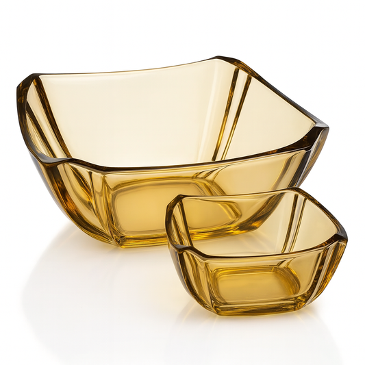 Iridescent Square-Cut 7-Piece Fruit Bowl Set – Silver, Gold & Black  Colour Options (200/105 mml) - Habitt