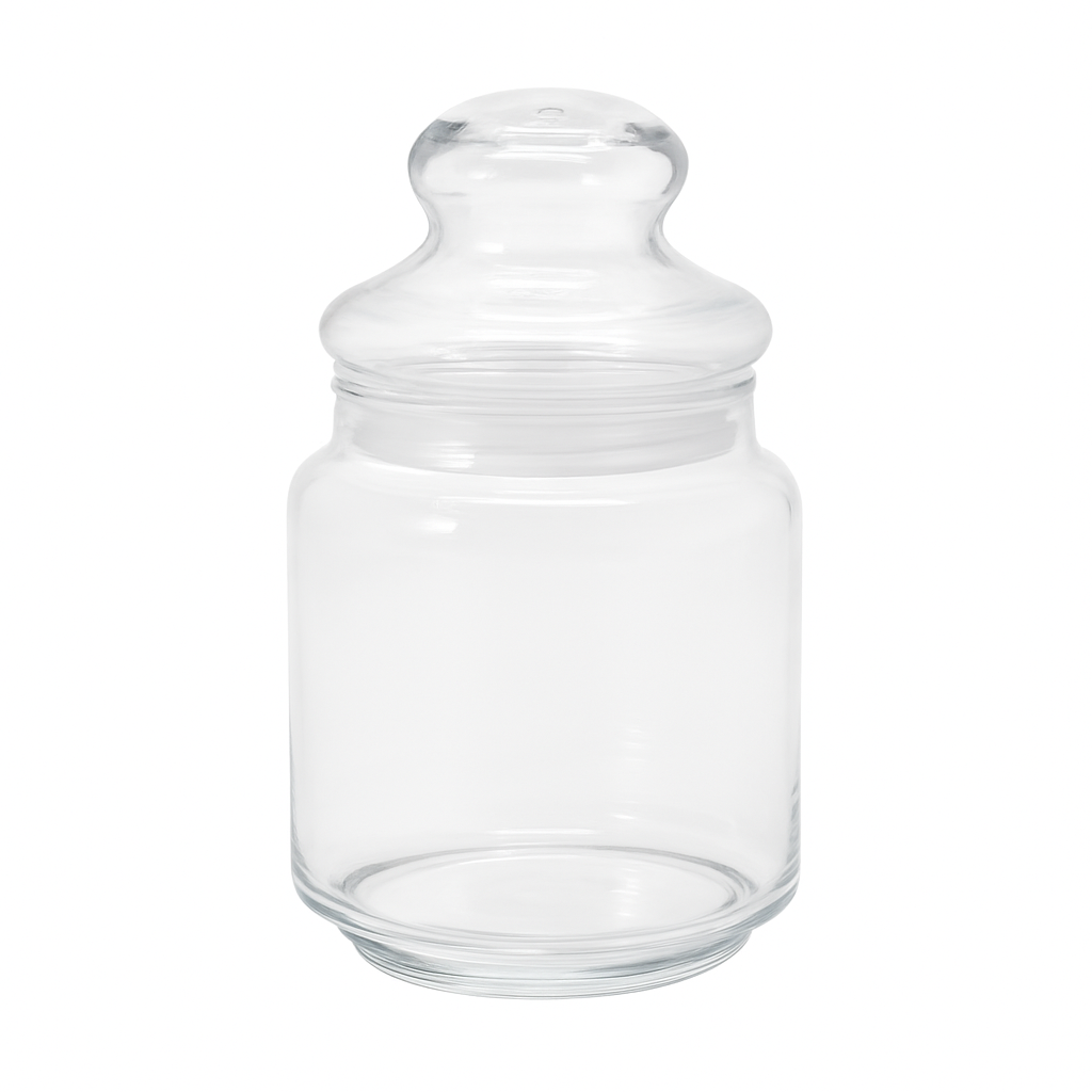 Clear Pressed-Glass Storage Jar with Lid – 400 ml Airtight Kitchen Container - Habitt
