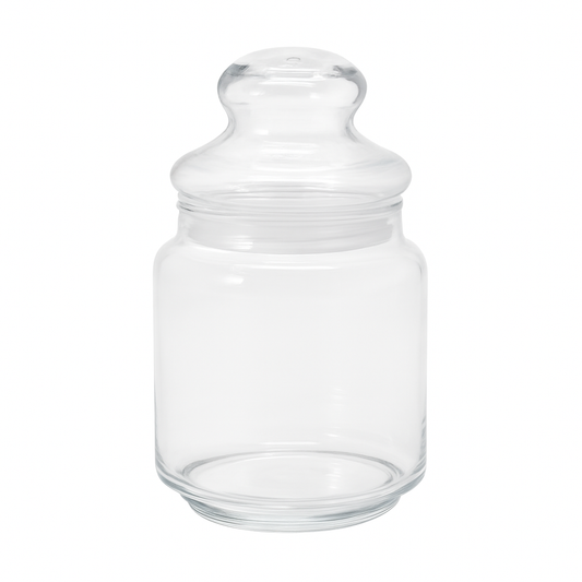 Clear Pressed-Glass Storage Jar with Lid – 400 ml Airtight Kitchen Container - Habitt
