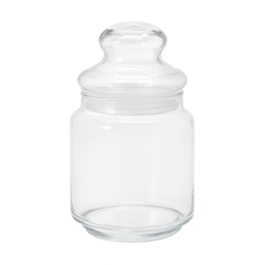 Clear Pressed-Glass Storage Jar with Lid – 400 ml Airtight Kitchen Container - Habitt