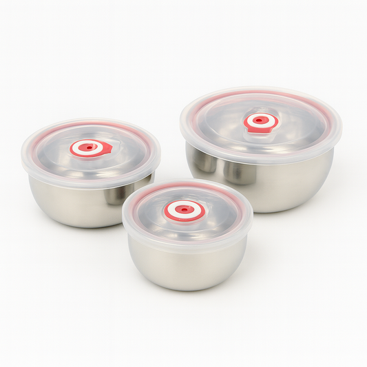 3-Piece Stainless Steel Fresh Box Set with Airtight Lids for Safe Food Storage - Habitt