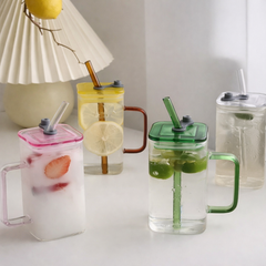 Straw Mug – Transparent Drinking Mug with Lid & Straw - Habitt