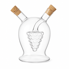 Fancy Two-Sided Glass Oil Bottle – Dual Dispenser with Cork Stoppers - Habitt