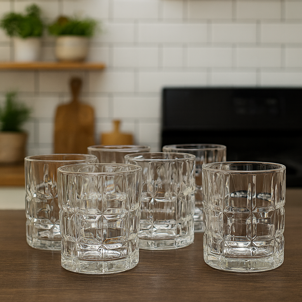 Premium Cut-Design Tumbler Glass Set 340 ml – Heavy-Duty Drinkware (6 Pcs) - Habitt