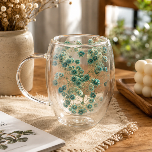 Double Wall Glass Mug – Blossom Bloom | 350ml
