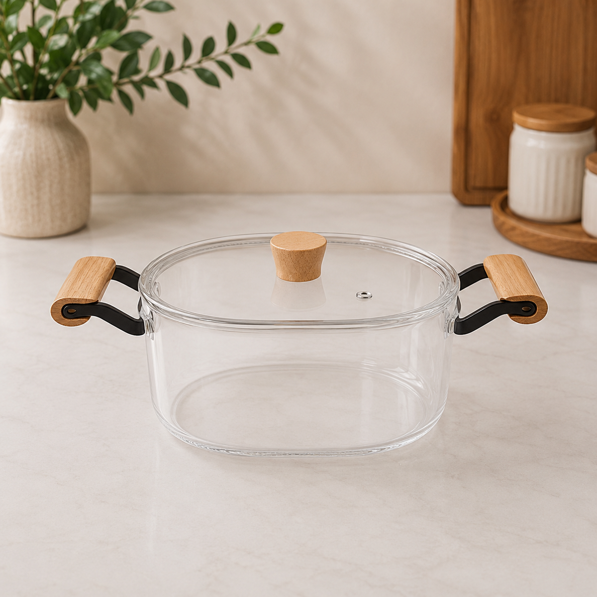 4500ML Glass Cooking Pot with Lid | Glass Casserole Pot