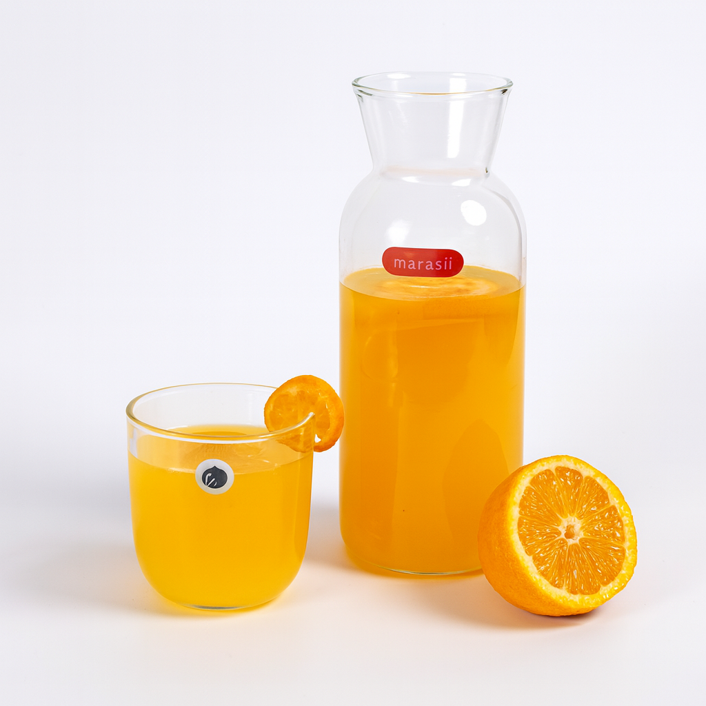 Glass Bottle with Matching Glass – Elegant Juice & Water Set - Habitt