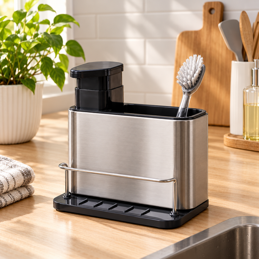 Kitchen Sink Tidy Organizer with Integrated Soap Dispenser