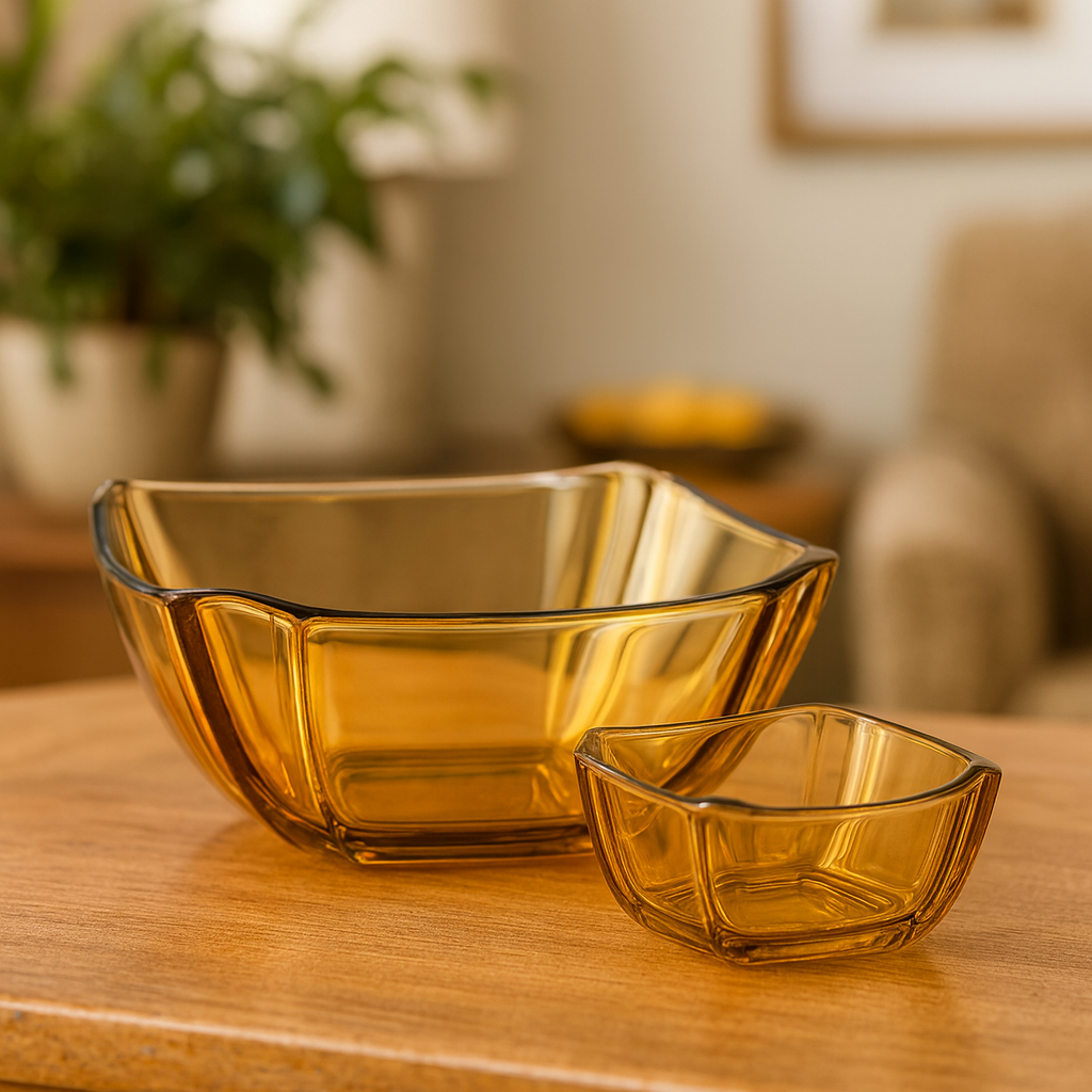 Iridescent Square-Cut 7-Piece Fruit Bowl Set – Silver, Gold & Black  Colour Options (200/105 mml) - Habitt