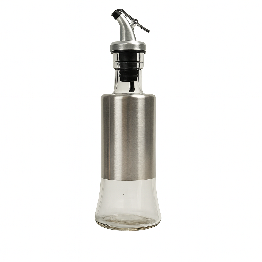 Stainless Steel Glass Oil Dispenser Bottle – 300ml & 500ml Leak-Proof Oil Control Pot for Kitchen, Cooking & Pouring - Habitt