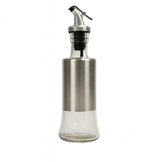 Stainless Steel Glass Oil Dispenser Bottle – 300ml & 500ml Leak-Proof Oil Control Pot for Kitchen, Cooking & Pouring - Habitt