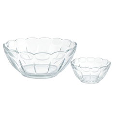 Clear Pressed-Glass 7-Piece Fruit Bowl Set – 128/60 mm Small Bowls - Habitt