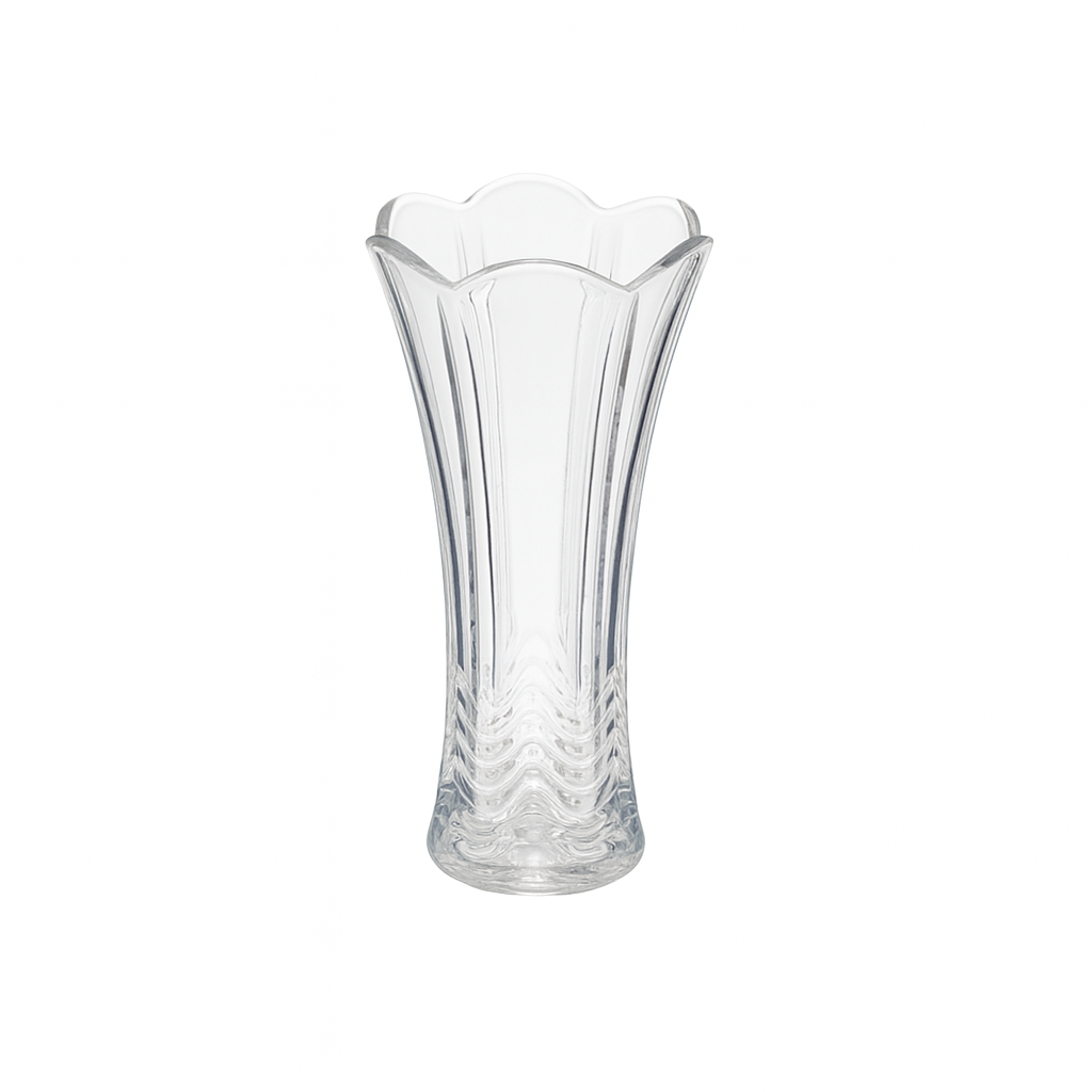 90 mm Clear Glass Flower Vase – Elegant Flared Decorative Vase for Home, Office & Table Centerpieces - Habitt