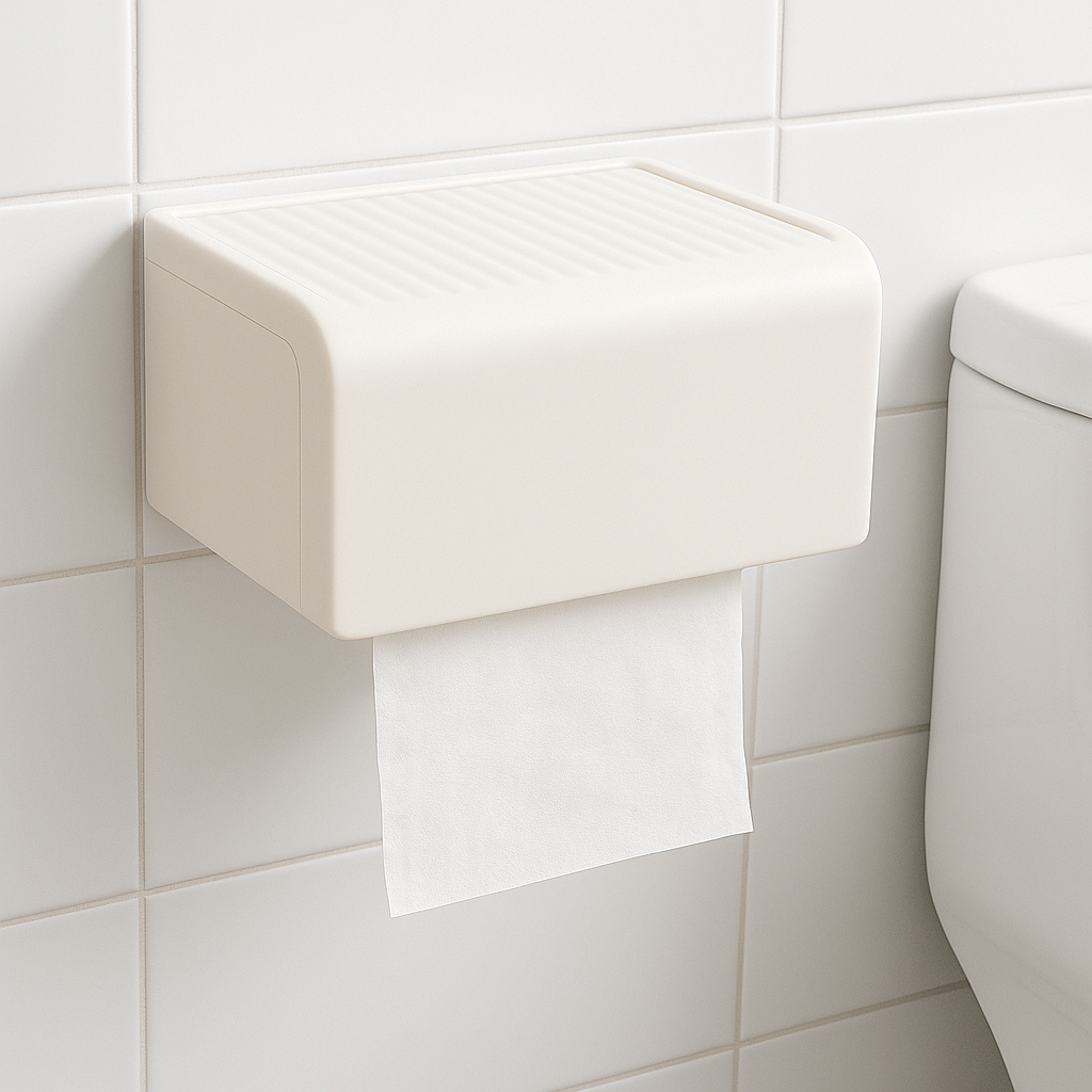 Minimalist Wall-Mounted Toilet Tissue Box – Beige - Habitt