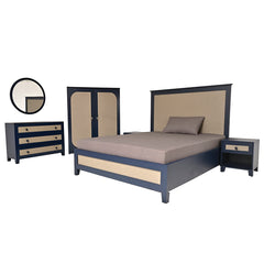 Lancaster Bedroom Set – Bed, Dresser & Wardrobe – Elegant Dual-Tone Finish - Habitt