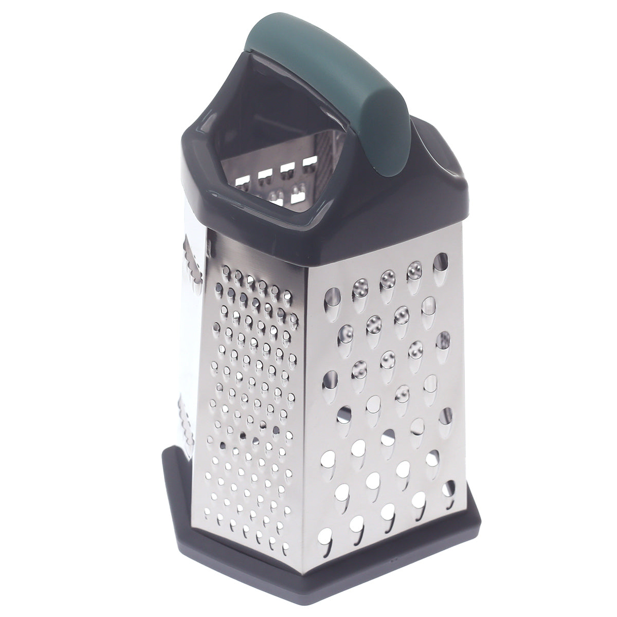 6-Sided Stainless Steel Grater with Ergonomic Soft Grip Handle - Habitt
