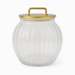 Acrylic Jar with Vertical Gold Stripe Lid - Habitt