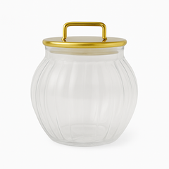 Acrylic Jar with Vertical Gold Stripe Lid - Habitt