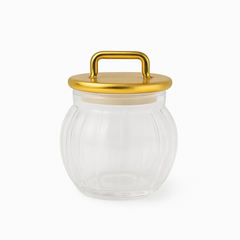 Acrylic Jar with Vertical Gold Stripe Lid - Habitt