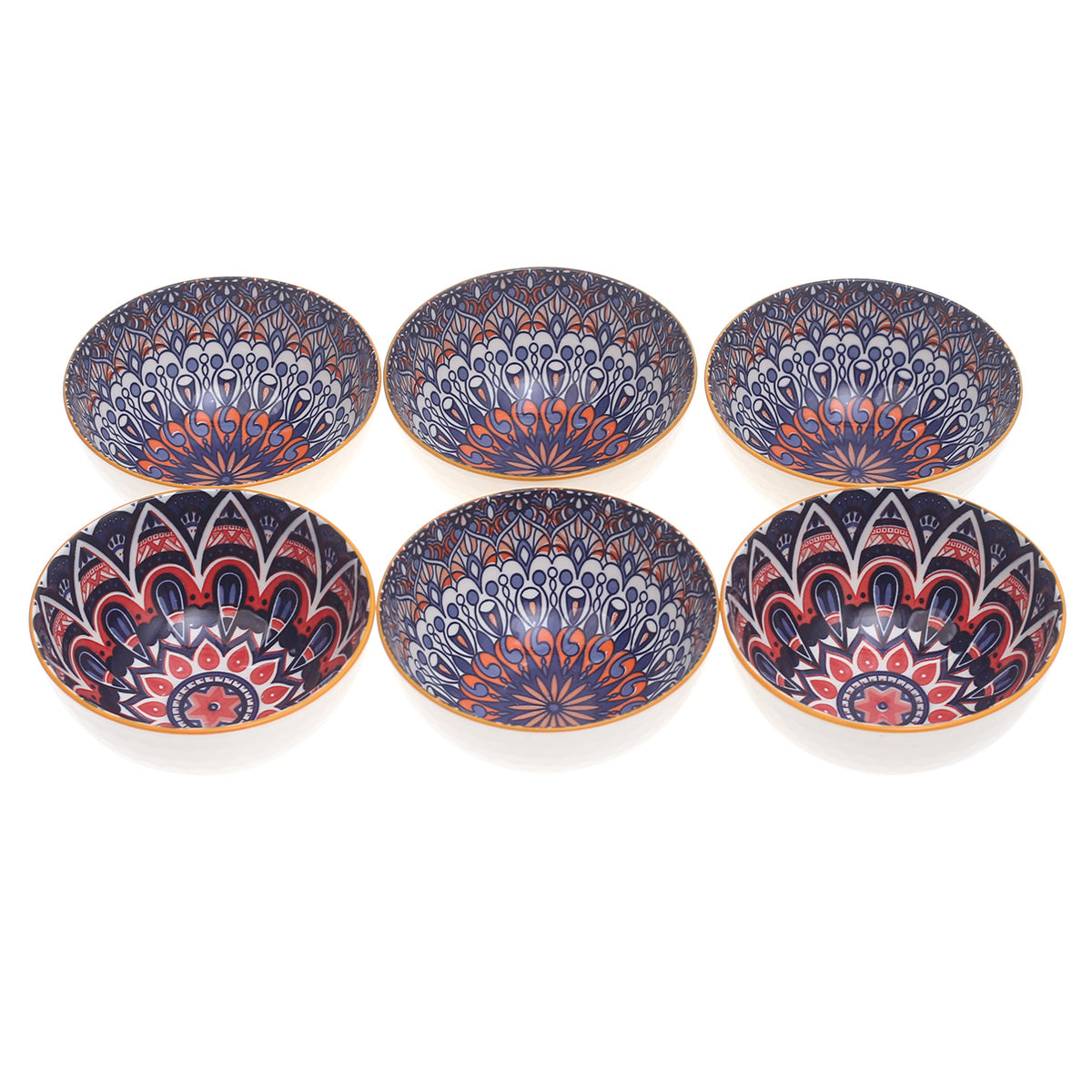 6 Pcs  Mandala-Inspired Ceramic Bowl Set - Habitt
