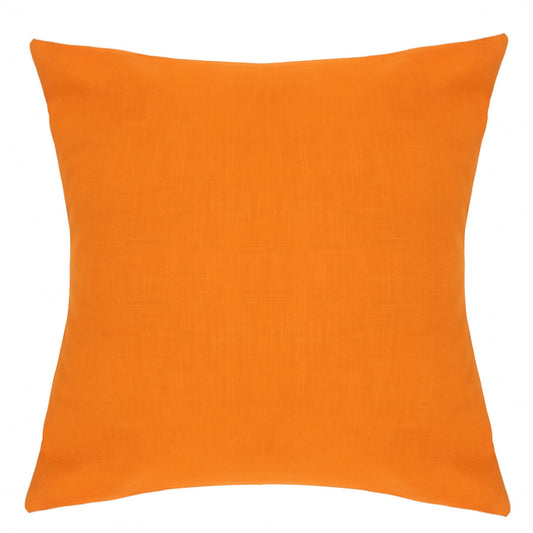 Buy 1 Get 1 Free Orange Canvas Cushion Cover 18x18 – Textured Plain Decorative Throw Pillow for Sofa, Bed & Living Room - Habitt