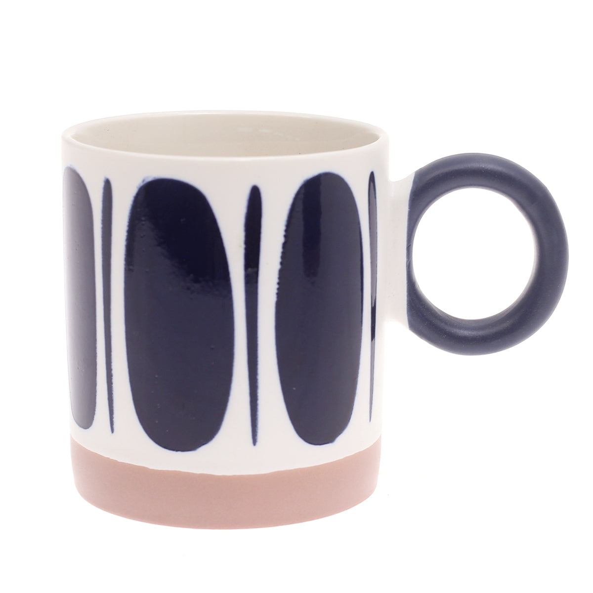 White Ceramic Mug with Black Oval Pattern - Habitt