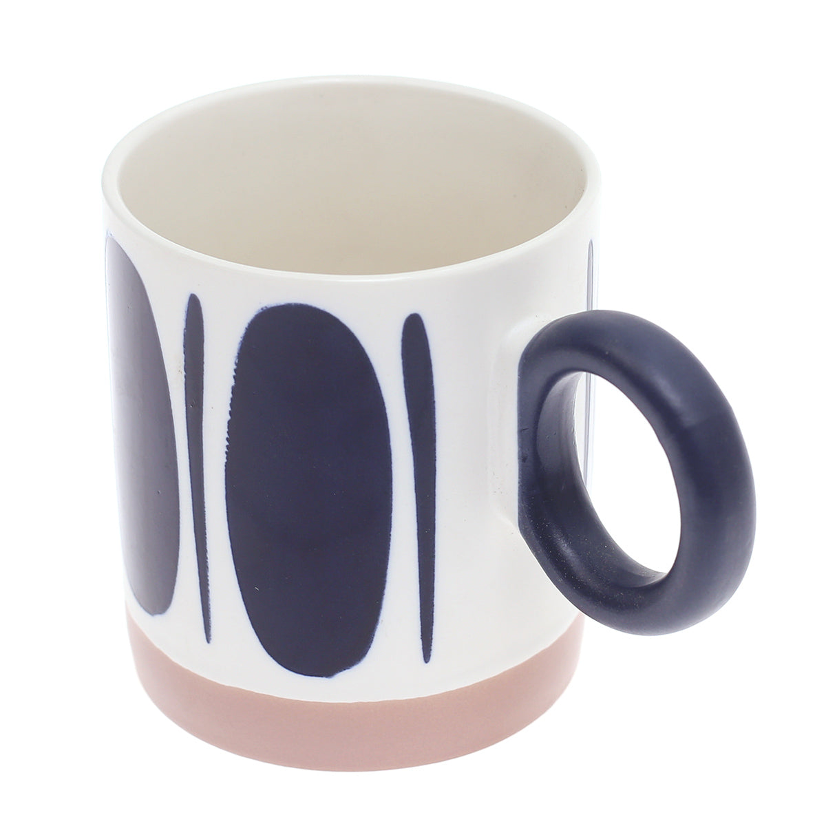 White Ceramic Mug with Black Oval Pattern - Habitt