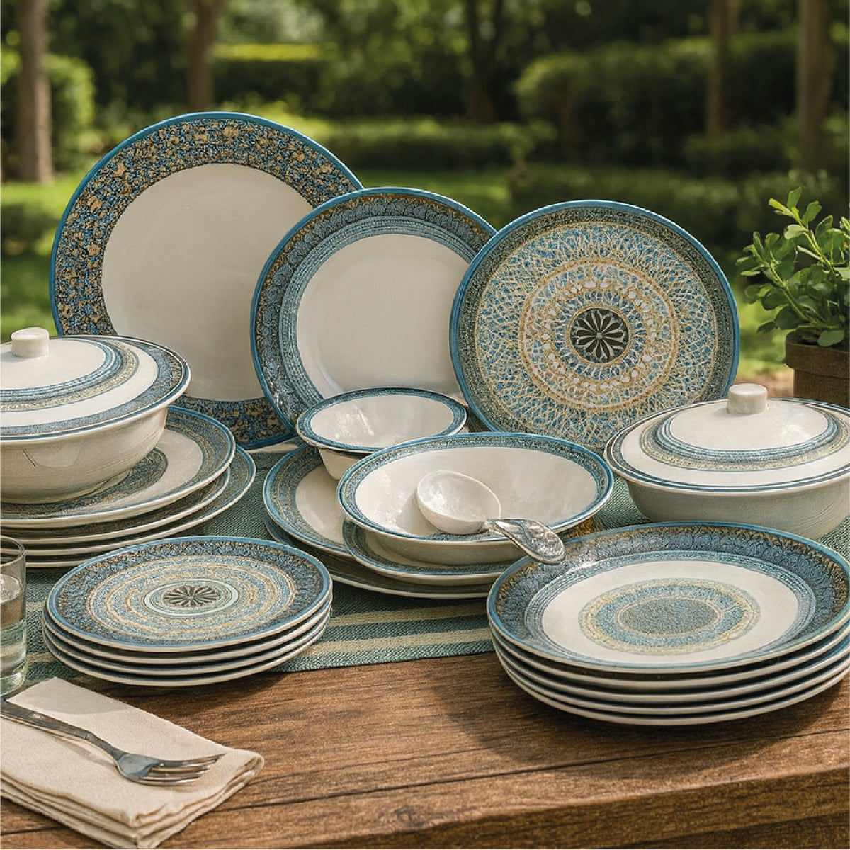 Dinner Set Blue Mosaic - Habitt