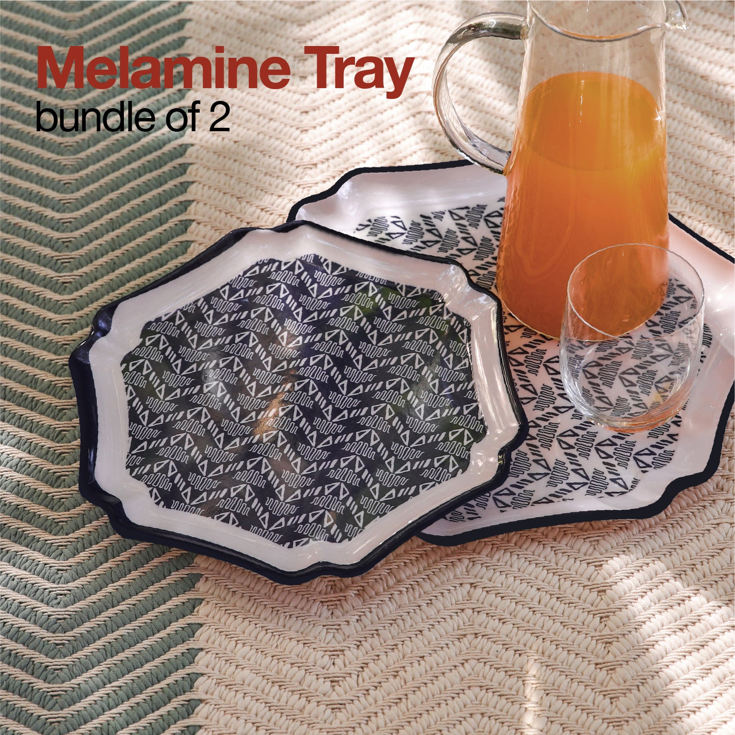 Hexagonal Tray (Blue Aztec) - 2pcs - Habitt