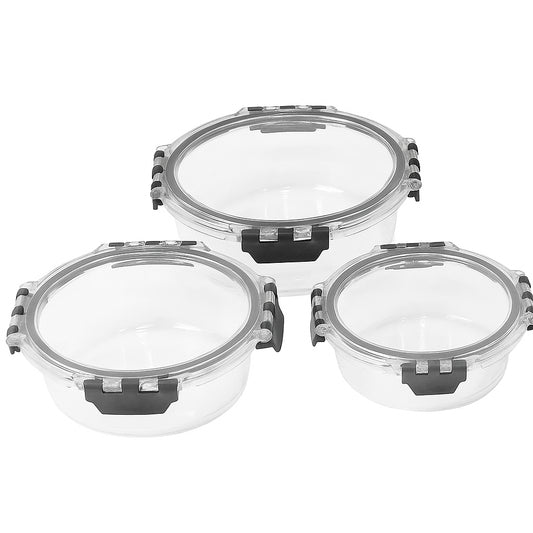 3 Pcs Round Glass Storage Container Set – 420ml, 650ml & 950ml – KD-06 - Habitt