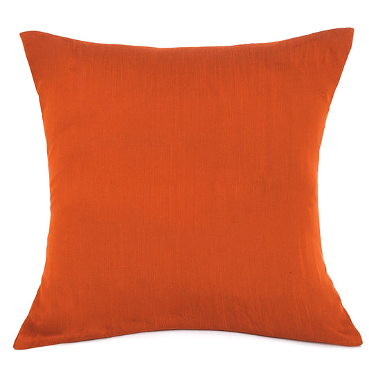 Buy 1 Get 1 Free Rust Cotton Silk Cushion Cover 18x18 – Elegant Plain Decorative Throw Pillow for Sofa, Bed & Living Room - Habitt