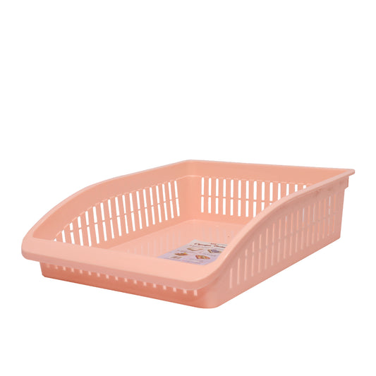 1pc Organizer Basket #3 (Assorted) – Large Plastic Storage Basket (Pink, Beige, Grey, White) - Habitt