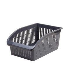 1pc Organizer Basket #2 (Assorted) – Multipurpose Plastic Storage Basket (White, Pink, Grey, Beige) - Habitt