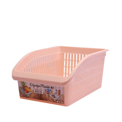 1pc Organizer Basket #2 (Assorted) – Multipurpose Plastic Storage Basket (White, Pink, Grey, Beige) - Habitt