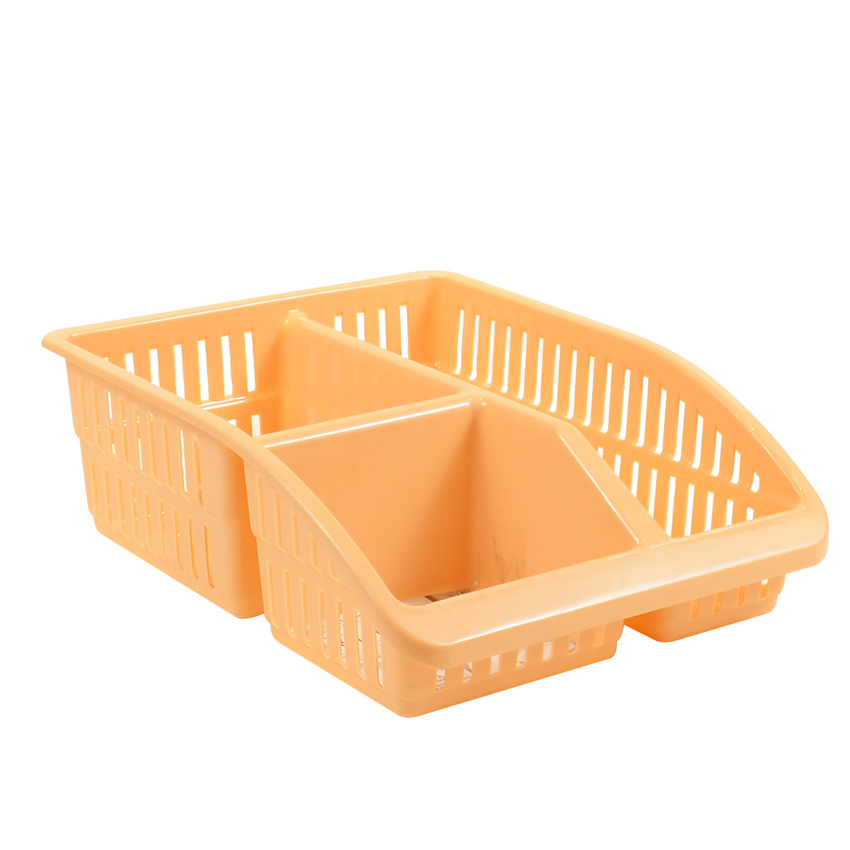 1pc Organizer Basket #4 (Assorted)  – 3 Compartment Plastic Storage Basket (Pink, Beige, White, Grey) - Habitt