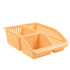1pc Organizer Basket #4 (Assorted)  – 3 Compartment Plastic Storage Basket (Pink, Beige, White, Grey) - Habitt